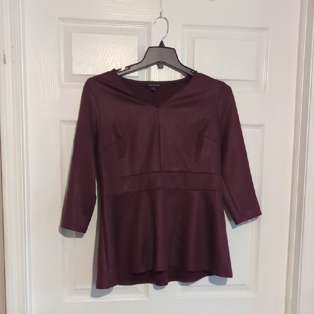 Lane Bryant Red Peplum Blouse - 3/4 Sleeve